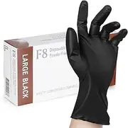 Disposable Vinyl/Nitrile Gloves - 100 pcs - Large - Black Gloves, Work Gloves - Multi Purpose Gloves