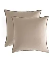 CleverPolly Vintage Washed Microfibre European Pillowcases - Ultra Soft, Comfy, Hypoallergenic, Breathable Bed Pillowcases - Set of 2 Luxurious European Pillow Covers - Linen