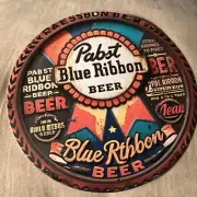 Colorful Metal Round Sign Of “Pabst Blue Ribbon Beer” 7.87”x7.87”