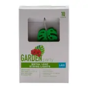 Garden Party 10-Light Battery Operated Metal Leaf LED String Lights Warm White