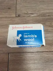 Vintage Johnson & Johnson Advertising 100% Lambs Wool Original Box .5 oz