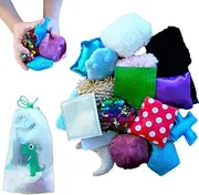 Sensory Tiles Bag - 20 Textured Kids Sensory Toys for Tactile Exploration, Fine Motor Skills - Montessori Learning Kit for Autism, ADHD, and Special Needs - Soft Touch Bean Bag Tiles