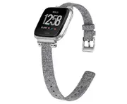 Smart Watch Strap Wrist Strap Nylon Canvas Strap for Fitbit Versa Versa 2 Versa Lite-Grey