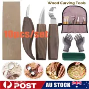 10pcs Wood Chisel Tools Kit Carving Knives Woodworking Whittling Cutters Set AU