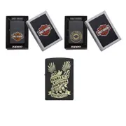 Zippo Harley Davidson Matte Black Lighter - Laser Engraved