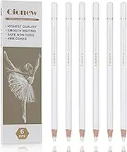Qionew White Charcoal Pencils Drawing Set, Set of 6 for Illustration,Shading, Blending,Sketching,Black Paper,for add highlight on kraft paper,black cardboard & charcoal sketches