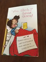Vintage Get Well Card "You sick? Get well Quick!" Gold Glitter NEW OLD STOCK