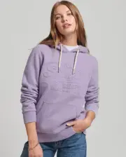 Superdry Womens Soft Purple Jumper Size 12 M Vintage Logo Embossed Hood Hoodie