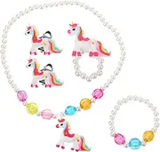 MOLUCKFU Girls Princess Set Unicorn Jewelry Kit Necklace Bracelet Ring Earring for Kids