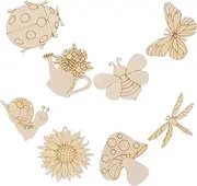 KICHOUSE Wooden Craft Pieces DIY Unfinished Wood Cutouts Paintable Slices for Decorations 1 Set of Creative Labels
