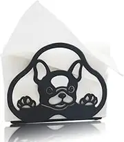 Bulldog Napkin Holders for Paper Napkins,Paper Towel Holder,Bar Dining Room DecorFreestanding Bulldog Napkin Dispenser for Kitchen Dining Table,Metal,Black,12.5×4.3×10.3cm