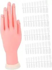WEKADRIN 1set Vivid Fake Hand Model for Nail Art Practice Flexible Left Hand Nail Tips for Beginners and Professionals for Manicure Training and Salon Use