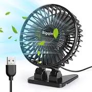 Bigqin Mini USB Fan Desk Fan Small but Powerful 3 Speeds Angle Adjustable Quiet Operation Personal Portable Fan for Home Office Car Outdoor Use, USB Powered ONLY (No Battery), Black