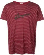 NWT Saint Laurent YSL Logo Star Graphic Red Black Striped Tee T-Shirt Sz S $650
