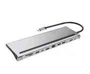 12-In-1 USB Type-C Hub to Dual -HDMI-compati Rj45 Multi USB 3.0 Power Adapter Docking Station for Laptop Support Pd Transmission - aa