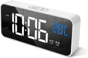 Digital Alarm Clock, with Large Led Temperature Display, Portable Alarm Clock...