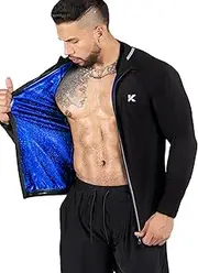 Kewlioo Pro Men's Sauna Jacket - Heat Trapping Sweat Compression Top - Zipup Closure - Sauna Long Sleeve Shirt for Gym