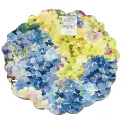 x4 Shabby Chic MELAMINE Dinner Plate Set Hydrangea Blue Green Easter Floral