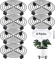 5 Packs Metal Plant Caddy with Wheels 13” Rolling Plant Stands Heavy-duty Wrought Iron Plant Roller Base Pot Movers Plant Saucer on Wheels Indoor Outdoor Plant Dolly with Casters Planter Tray Coaster