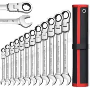 Genuine Vanadium Steel Flex Head Ratcheting Wrench Set Socket Key Spanner kits