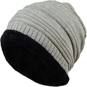 [LiuliuBull] Winter Fold Outdoor Plus Cashmere Cap Knitting Skull Hat Knitting Wool Warm Hat Beanie Skull Cap (Color : Grey)