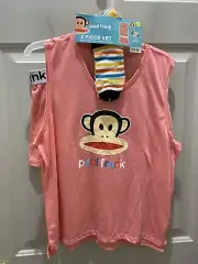 New!Ladies Paul Frank Sock Monkey 3Pc Sleep Short Set. Size L(12-14). Great Gift