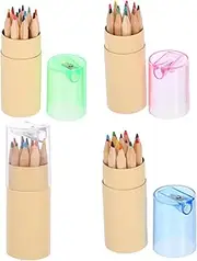 TOGEVAL 4sets Mini Colored Pencils with Sharpener in Tube for Boy Girl and Adults Portable Drawing Supplies for Sketching Painting and Classroom Use Colors Per Tube