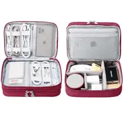 Travel Cable Organizer Bag, Electronic Accessories Case Portable Double Layer Cable Storage Bag,Winered