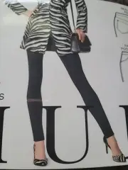Hue Women L Lean And Clean Velvet Embossed Cheetah Leggings Brown Denim #2165