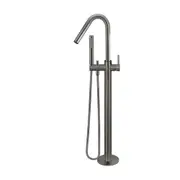 MEIR Round Floor Standing Bath Mixer and Hand Shower - PVD Shadow