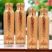 100% Pure Copper Hammered Water Bottle Handmade For Health Benefits Set of 4