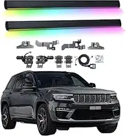 BJOHQ Electric Running Boards Compatible for Jeep Grand Cherokee 2023-2025 with Light, SUV, Off-Road & Pickup Trucks - Retractable Truck Steps & Nerf Bars