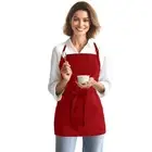 Chef Short Apron Waitress Apron 3 Pockets Cooking Apron for Women Server Red