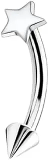 [Hilufiet] G23 Solid Titanium Eyebrow Rings, Heart Vertical Labret Lip Jewelry,16G Curved Barbells Rook Piercing Jewelry for Women Men