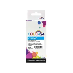 【Color24】for CANON CLI-726C/CLI726C 藍色相容墨水匣(適用 PIXMA MG5270/MG5370/MG6170/MG6270)