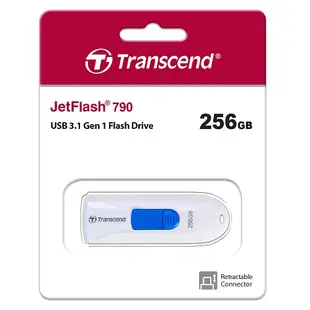 送OTG轉接頭 Transcend 創見 256GB TS256G JetFlash790 USB3.1 隨身碟 典雅白