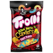 Trolli Sour Brite Crawlers Candy Fruit Punch Flavored Sour Gummy Worms 7.2 Ounce