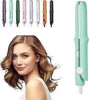 Mini Purpose Curling Iron, Upgrade 2 in 1 Mini Curling Wand & Flat Iron Hair Straightener, Portable Travel Curling Wand for Women, Hair Straightener for All Type (Light Green)