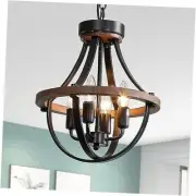 Farmhouse Chandelier, Modern Hanging Pendant Lighting, 4-Light Rustic Ceiling