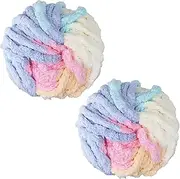 Chunky Wool Yarn 250g × 2, Chunky Yarn for Crochet, Chunky Wool for Knitting, 88Ft Length Soft Chunky Wool for Blanket Dolls Rug Bags Hats Pillow Cushion Cat Bed (Cotton Candy Colour)