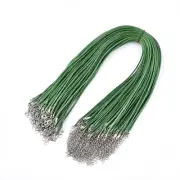 Beadthoven 100pcs 18” Waxed Necklace Cord with Lobster Clasp Bulk 2mm Green N...