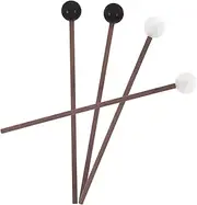 Yardwe 2 Pairs Portable Rubber Head Drum Mallets for Steel Tongue Drum Lightweight Percussion Sticks for Beginners Professionals White Black