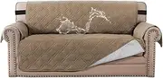 H.VERSAILTEX 100% Waterproof Couch Covers Machine Washable Sofa Cover for Dogs/Pets/Kids Couch Protector Waterproof Non-Slip Backing Sofa Slipcover for Pets (2 Seater, Taupe)