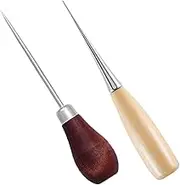 CIMAXIC 2pcs Leather Craft Awl Tool Wooden Handle Scratch Punch for Bookbinding Diy Projects