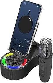 Beam Phone Holder - Charging Wireless Station, Led Lights | Car Desk Party Tech, Portable Audio Stand, Travel Sound Enhancer, Compact Speaker Base, Fun Cool for Road Trips