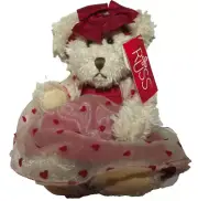 Russ Bears Thoughts Of Love Claudette Shaggy Oatmeal Plush Seated Dress w/Hearts