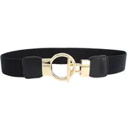 2PCS Fashion Dress Belts for Women Simple Waist Elastic Ladies Band Round Buckle Decoration Coat Sweater Party Belt