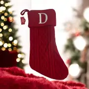 Holiday Time 19" Knit Monogram Christmas Stocking, Letter "D" Red White Initial