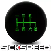 BLACK / GREEN INLAY MANUAL SHIFT KNOB FOR 6 SPEED REVERSE SHORT THROW 10X1.5 S12