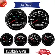 6 Gauge Set 0-120KM/H GPS Speedometer Tacho Fuel Temp Oil Pressure Volts Red LED
